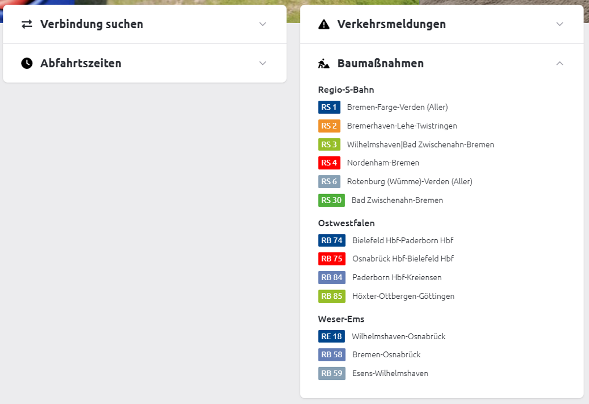 Verkehrsmeldungen und Baumaßnahmen