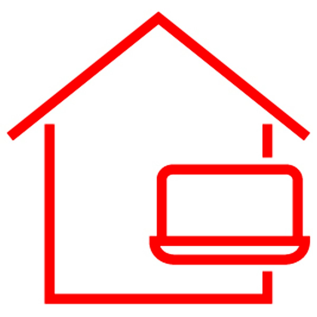 Ein Haus mit einem aufgeklappten Laptop davor