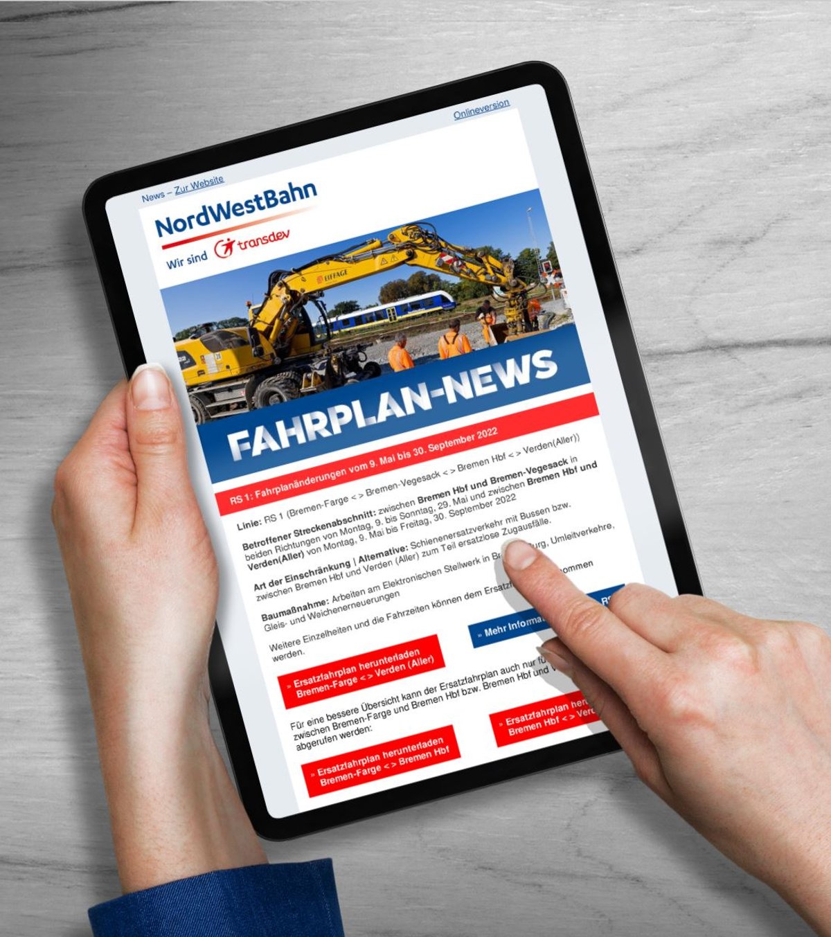 Ansicht des Newsletters