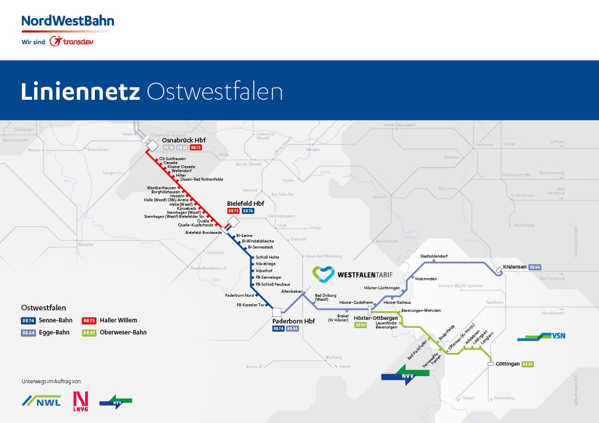 Überblick über die Tarife der NordWestBahn in OWL