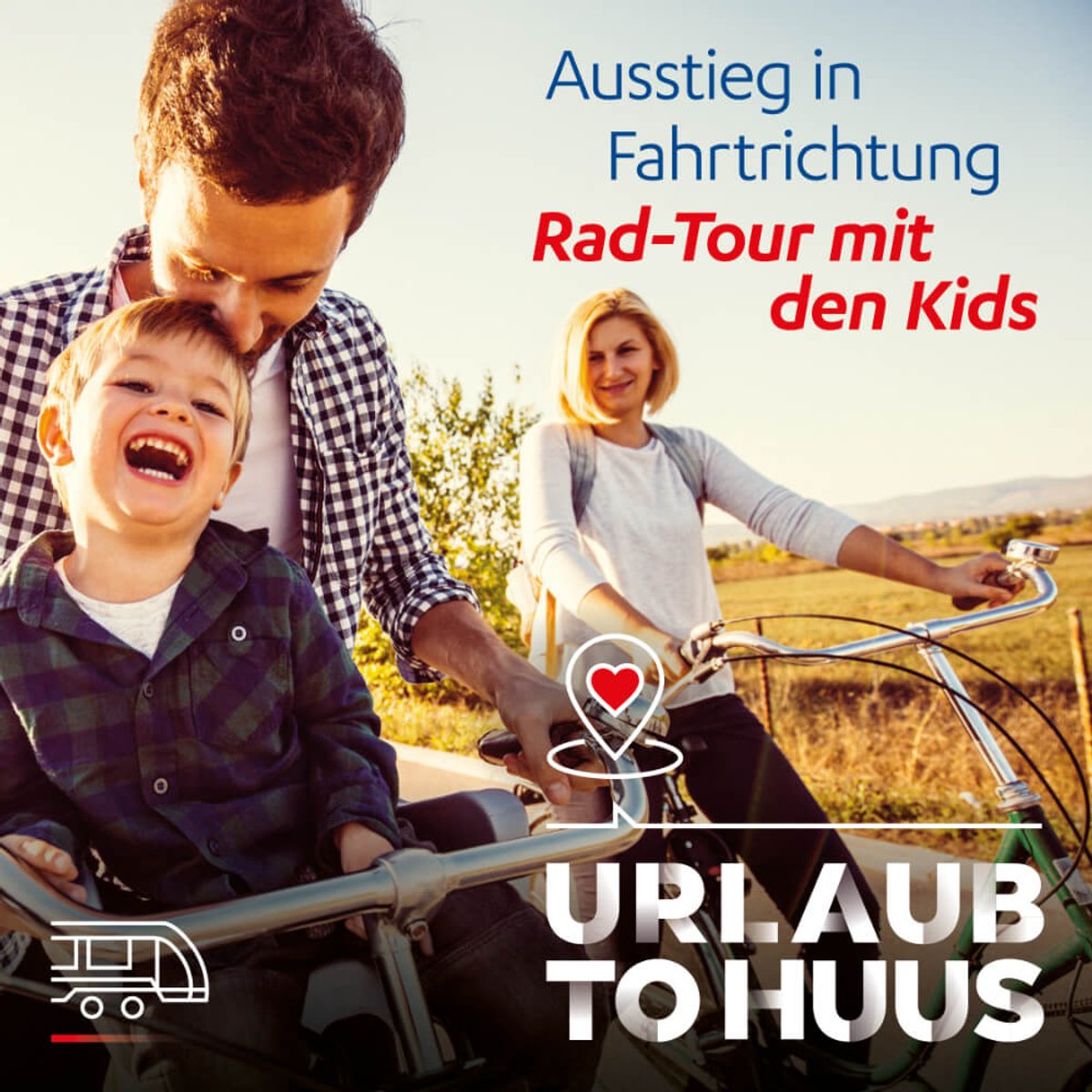 Familie auf einer Fahrradtour in der Region