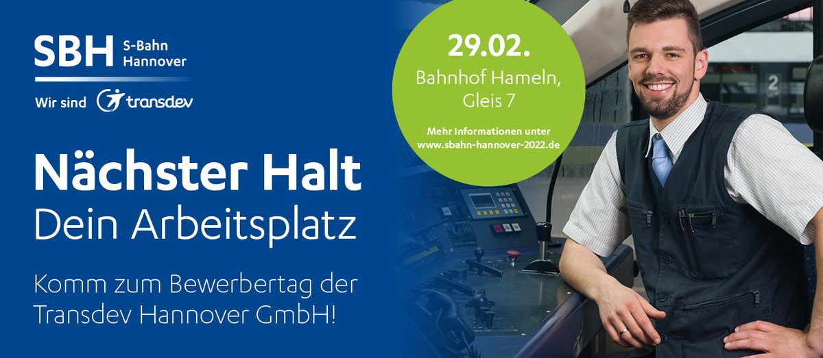 Wir suchen Quereinsteiger (w/m/d) für den Betrieb der neuen S-Bahn Hannover ab 2022.