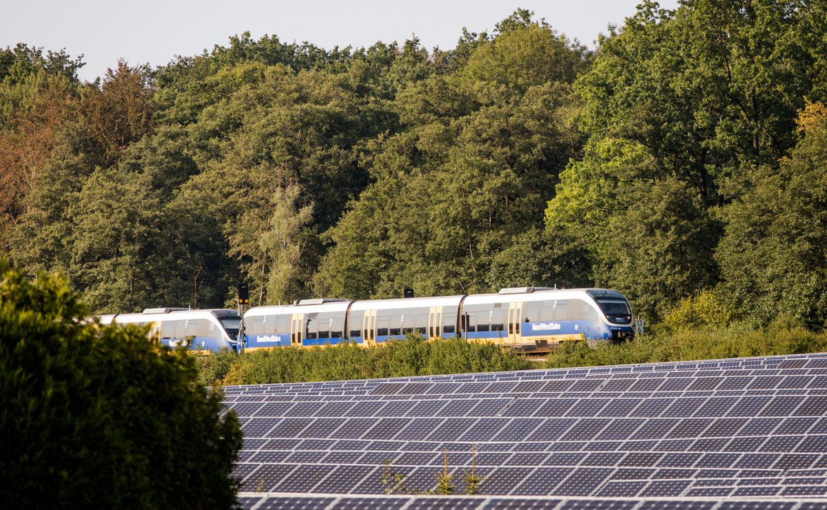 Mit der NordWestBahn durch die Landschaft fahren. 
