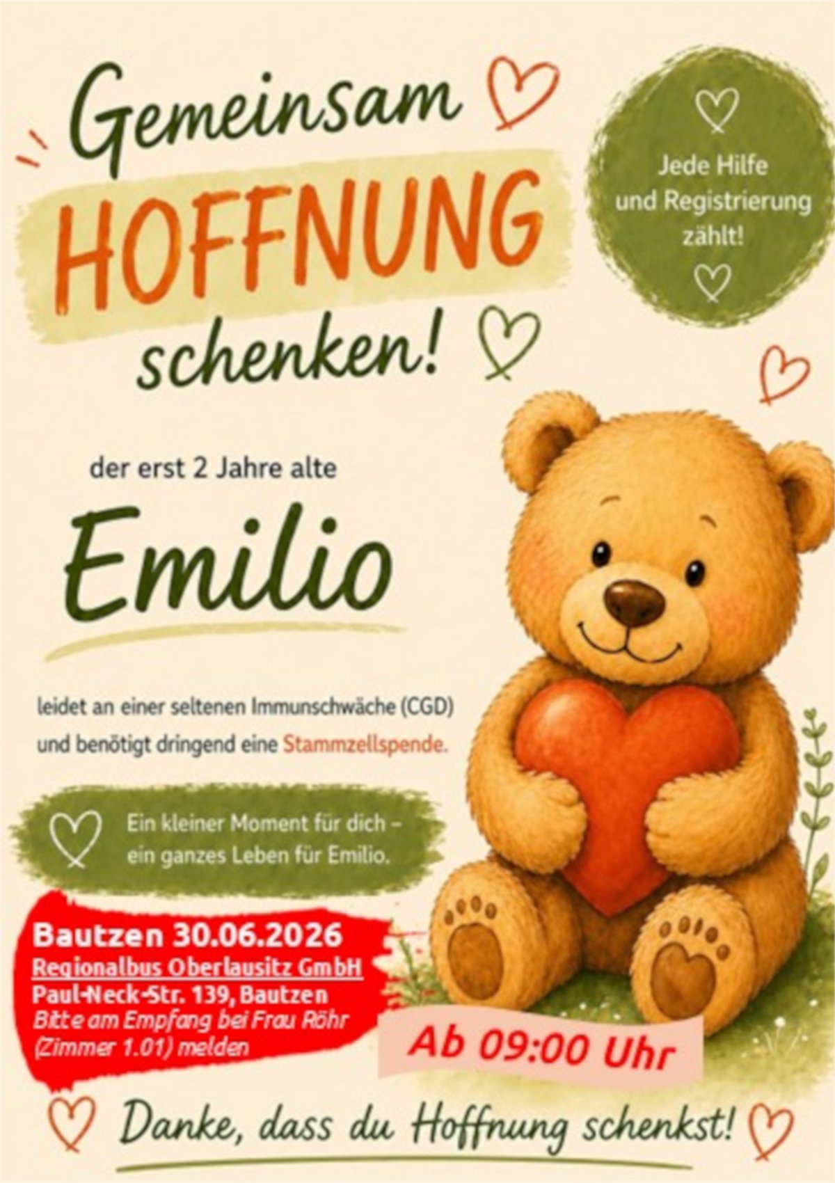 Plakat Stammzellenspende Emilio
