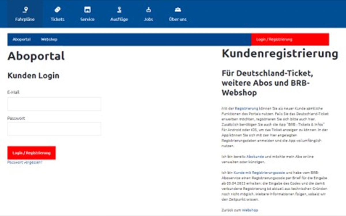 Service Menüpunkt