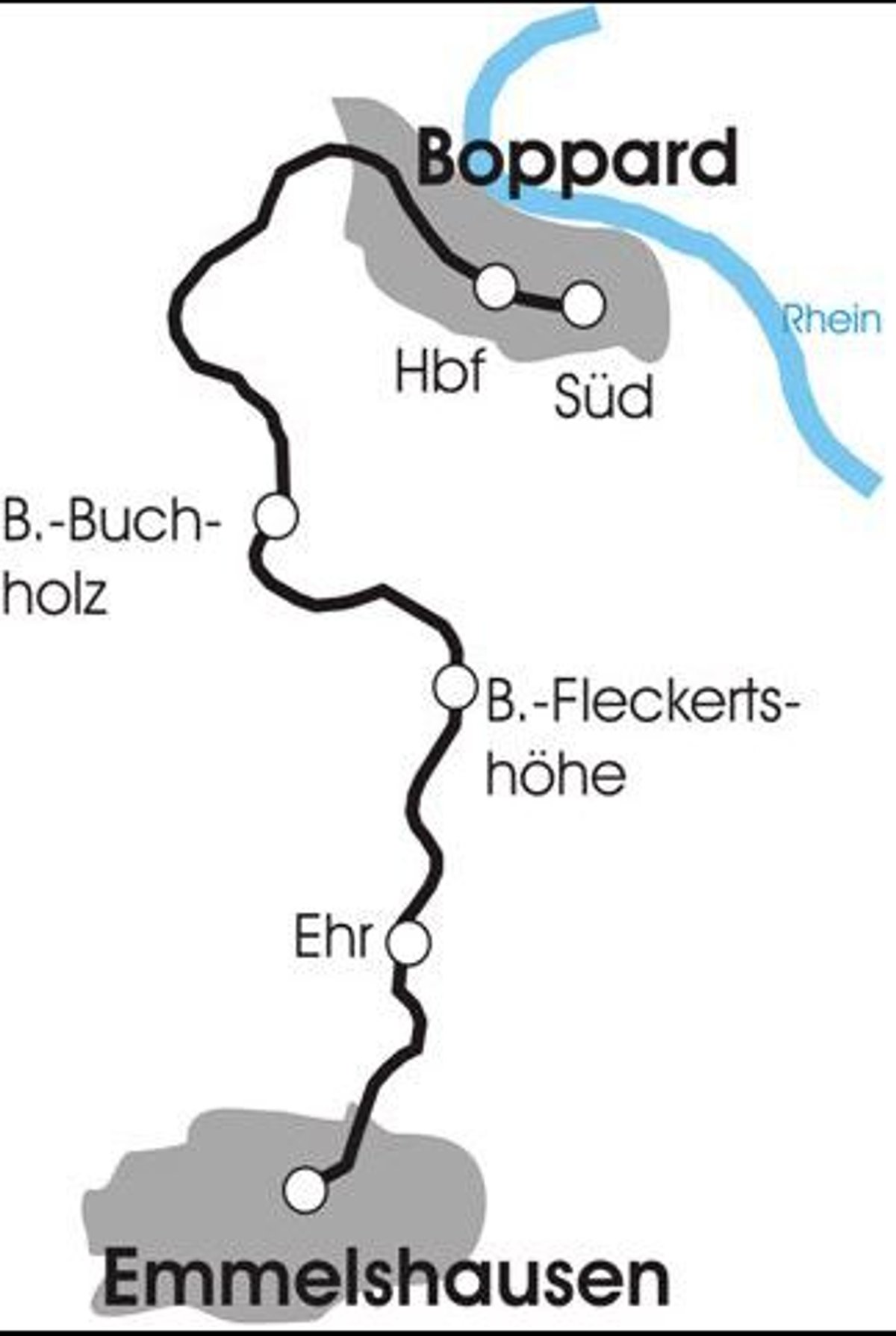 Streckenverlauf der Hunsrückbahn