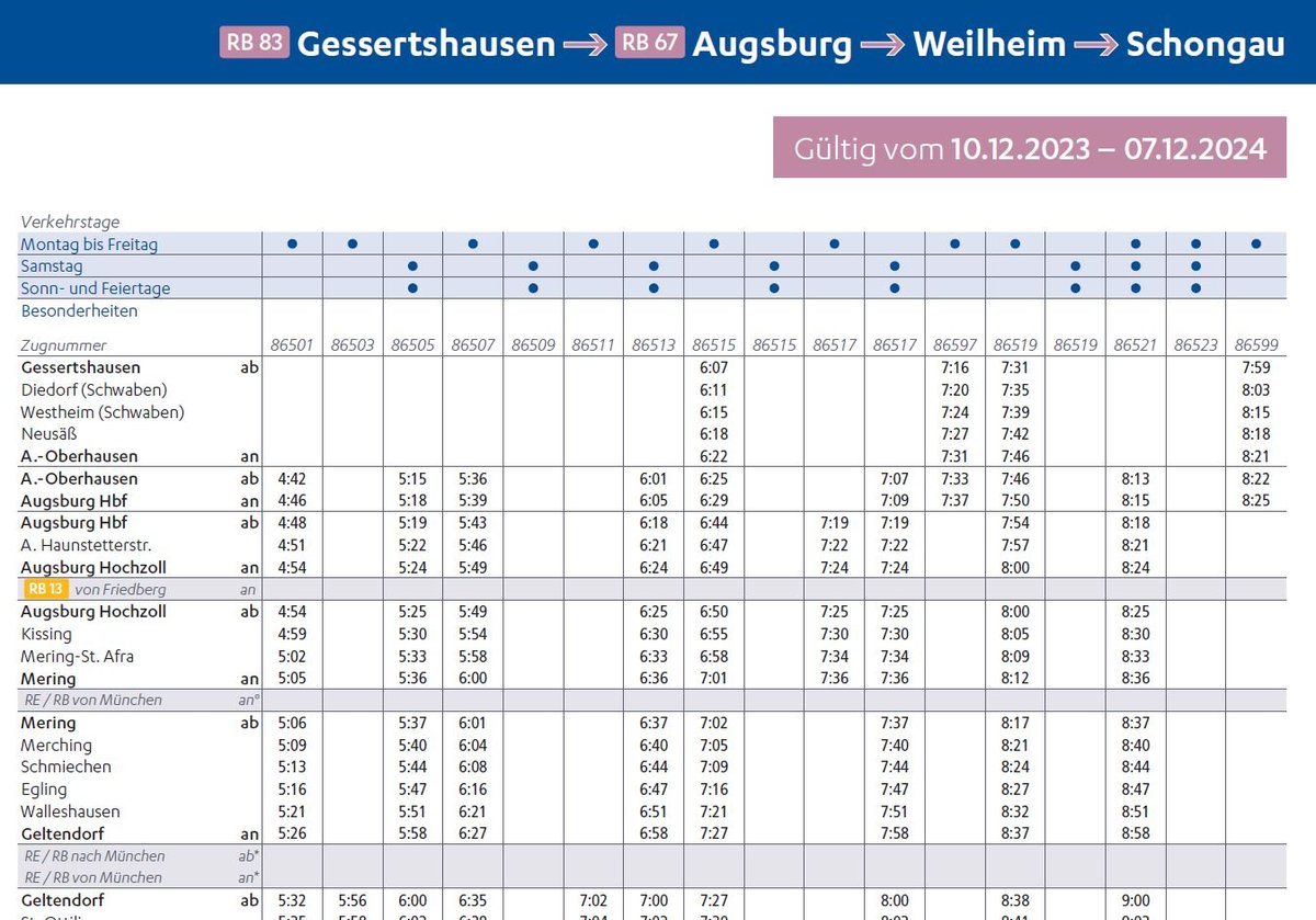 So sieht ein Fahrplan aus, wie er auf unserer Webseite erscheint.