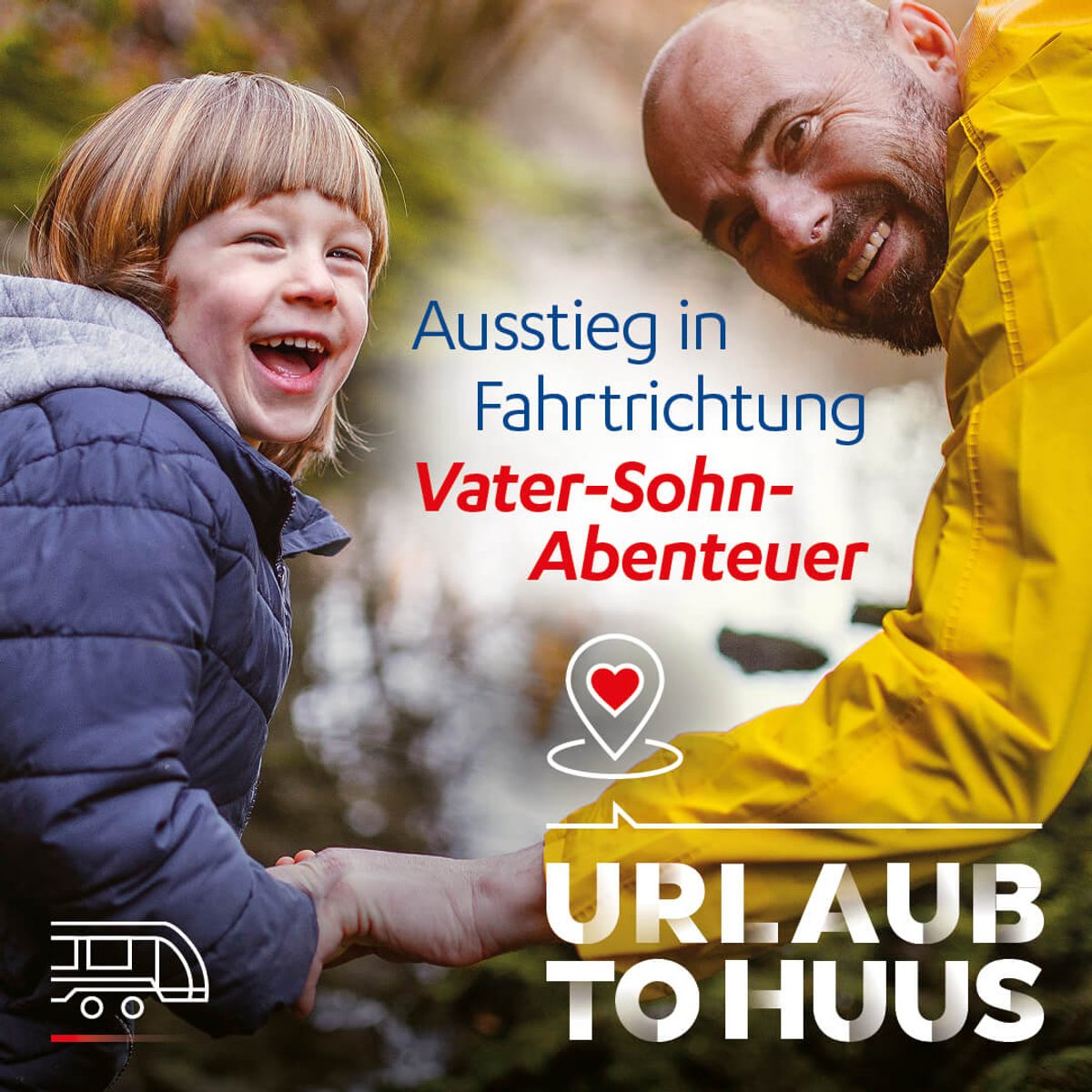 Vater und Sohn machen sich bereit für ein Abenteuer mit der Nordwestbahn