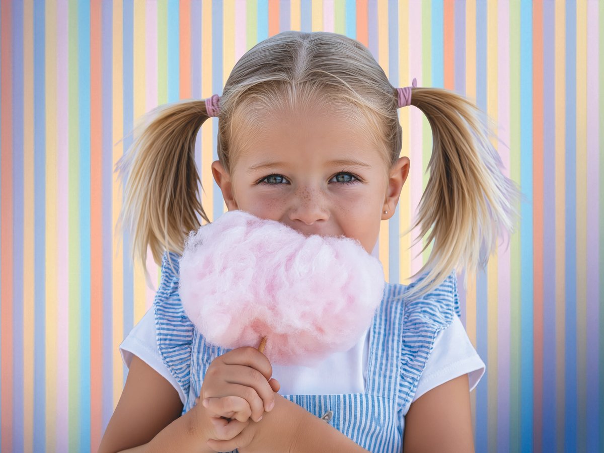 Kind mit Zuckerwatte
