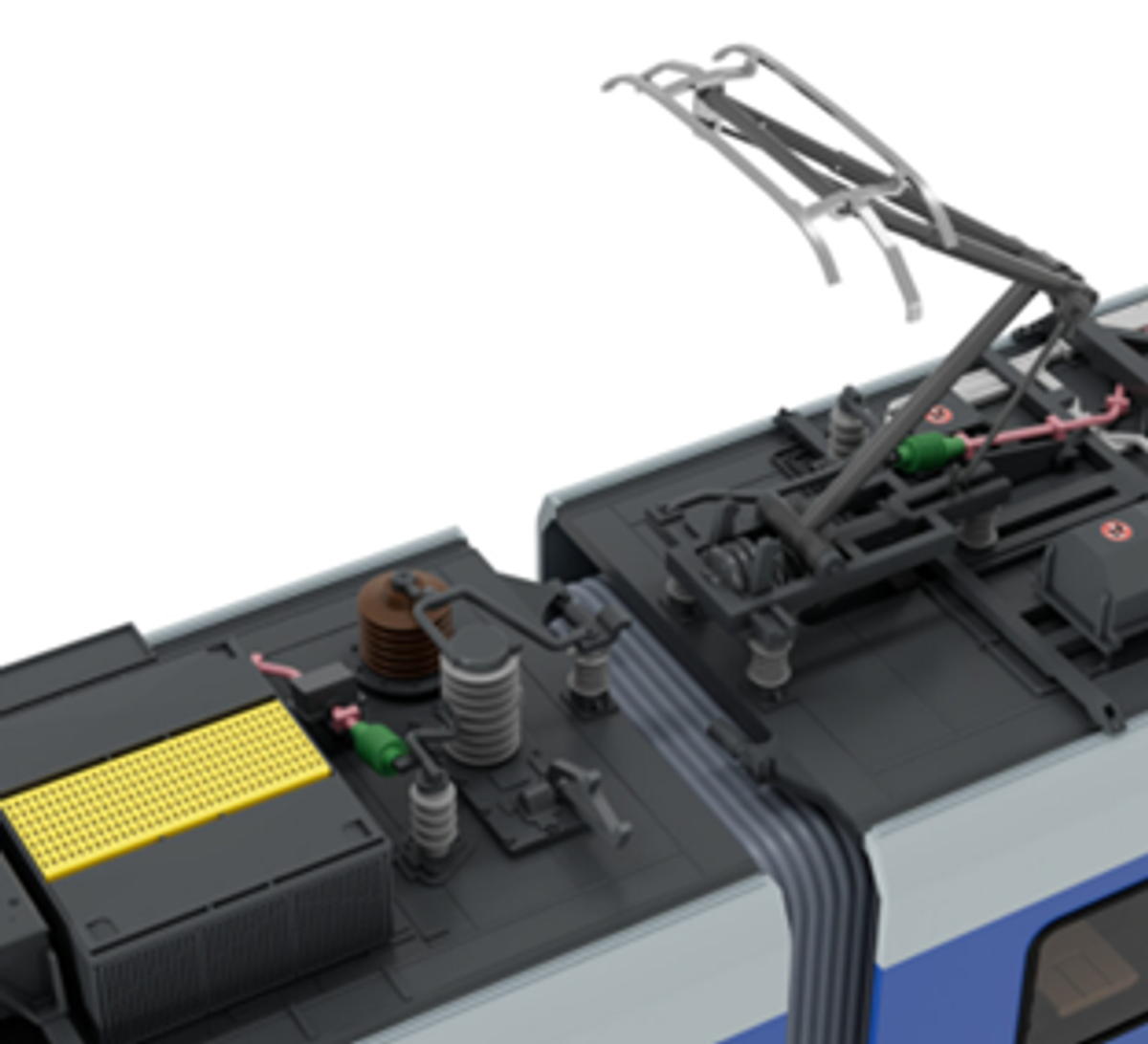Es ist ein Modellzug in der Simulation zu sehen.