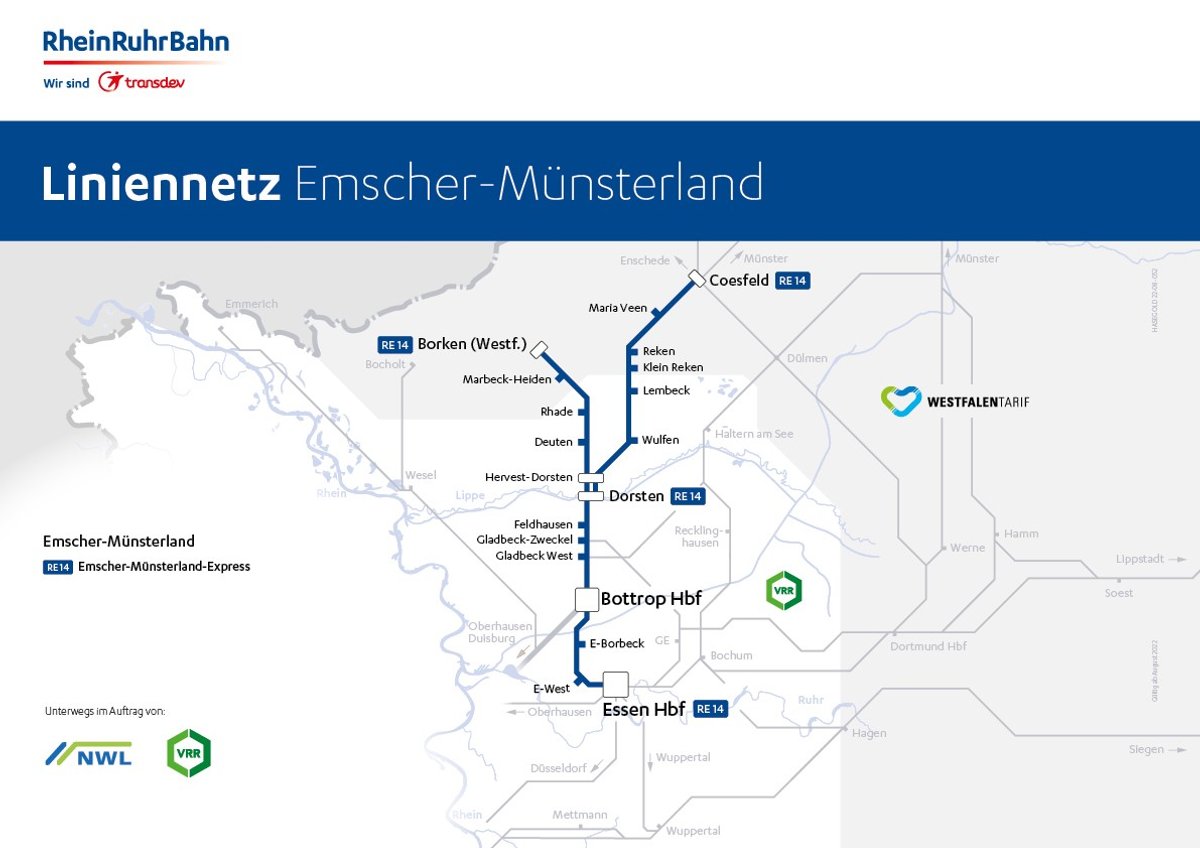 Die RheinRuhrBahn unterwegs am Niederrhein, an der Ruhr und im Münsterland