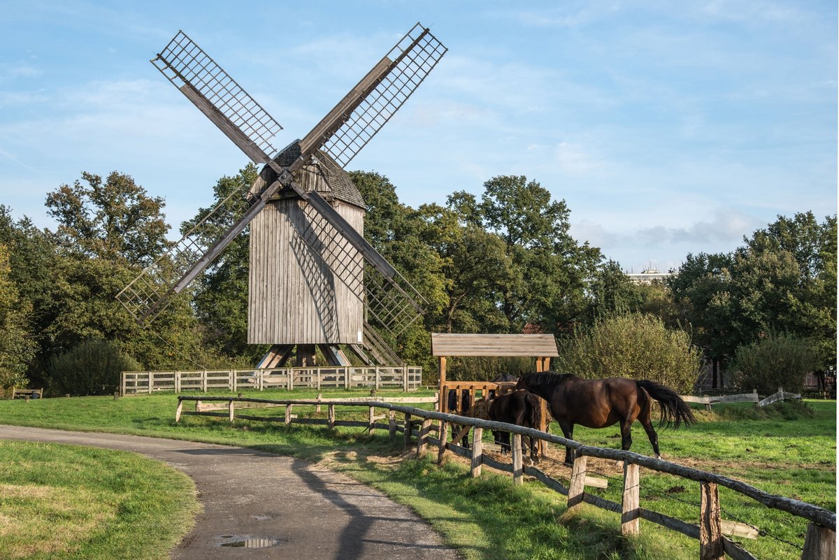 Auf den Spuren der Vergangenheit. Eine Bockwindmühle im Museumsdorf. Wer auf das Foto klickt, erhält noch mehr Infos zum Museumsdorf.