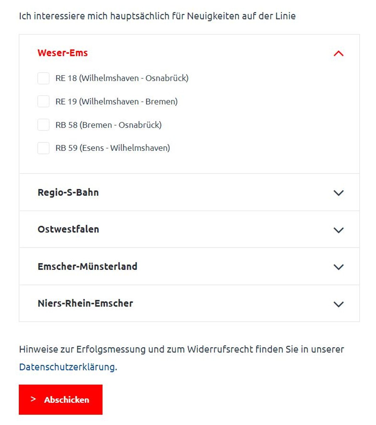 Ansicht des Newsletteranmeldeformulars
